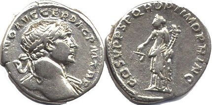 moneda Imperio Romano Trajan denario