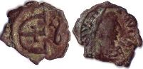 moneda bizantina Justinianus I pentanummium 