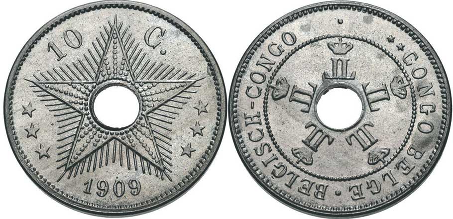 Belgian Congo 10 centimes 1909