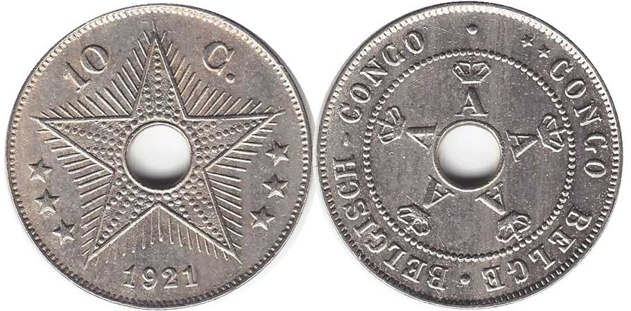 Belgian Congo 10 centimes 1921