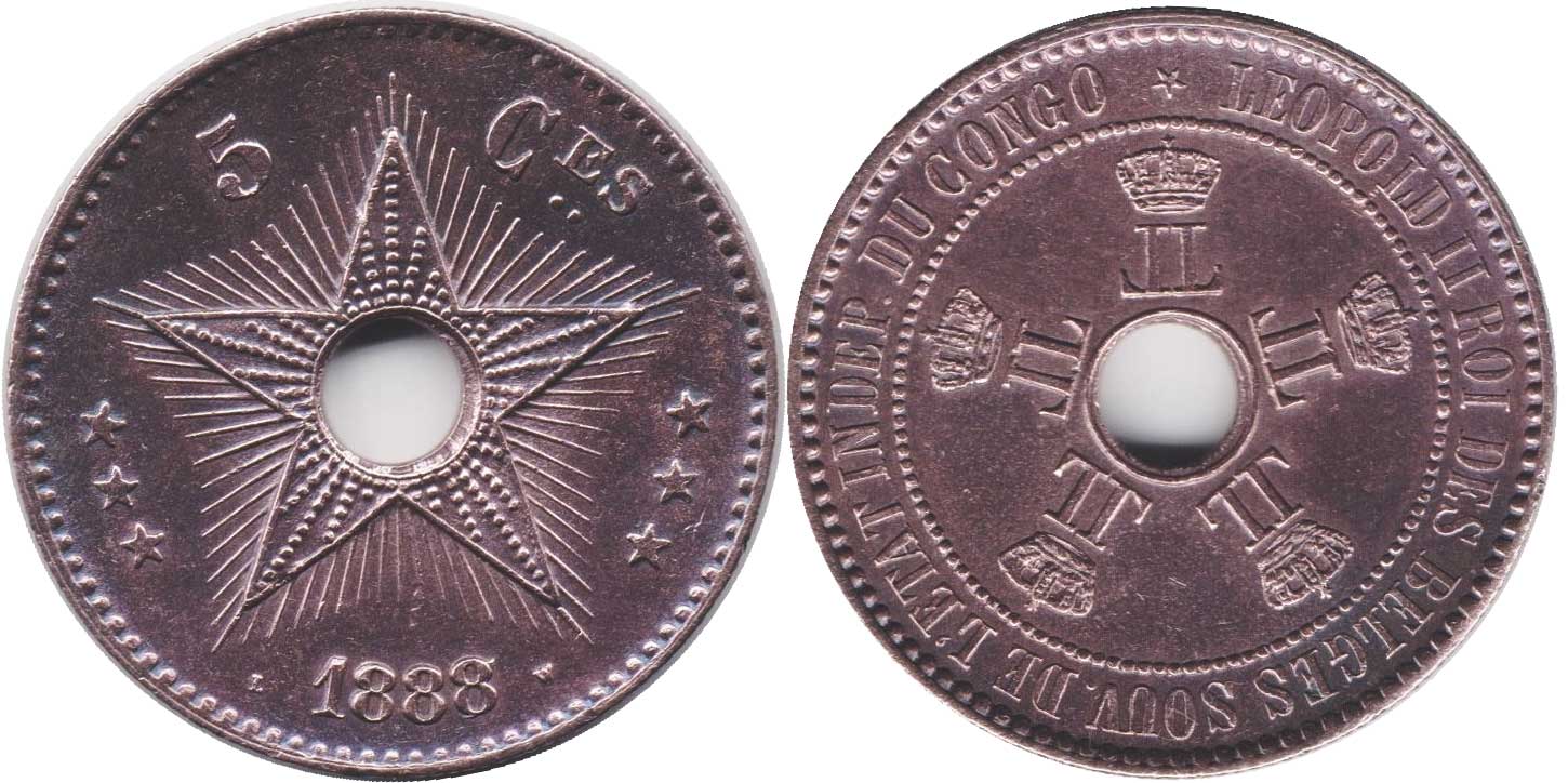 Belgian Congo 5 centimes 1888