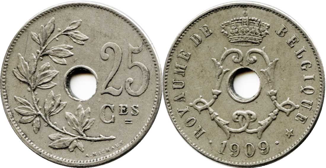 Belgium 25 centimes 1909