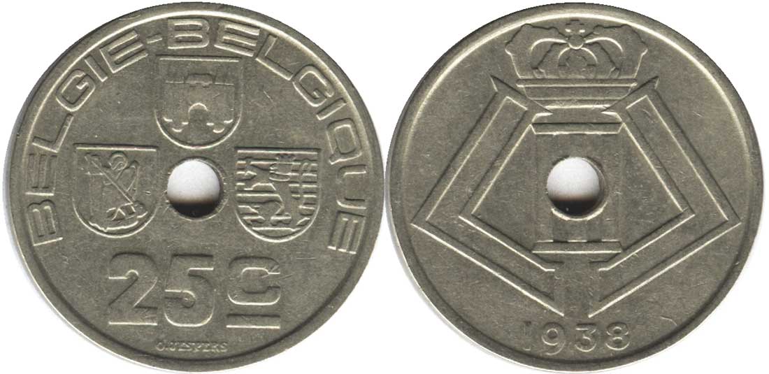 Belgium 25 centimes 1938