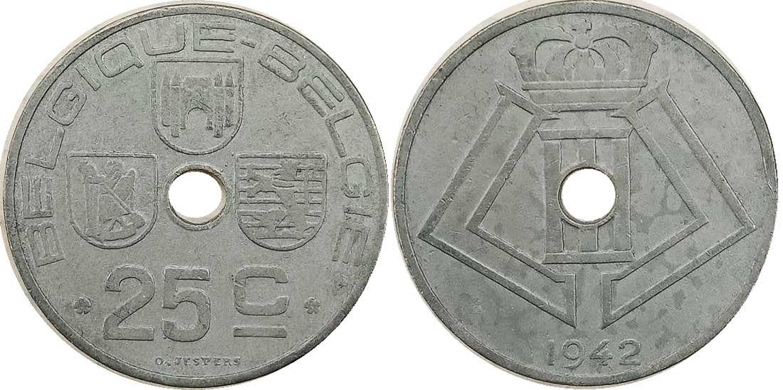 Belgium 25 centimes 1942