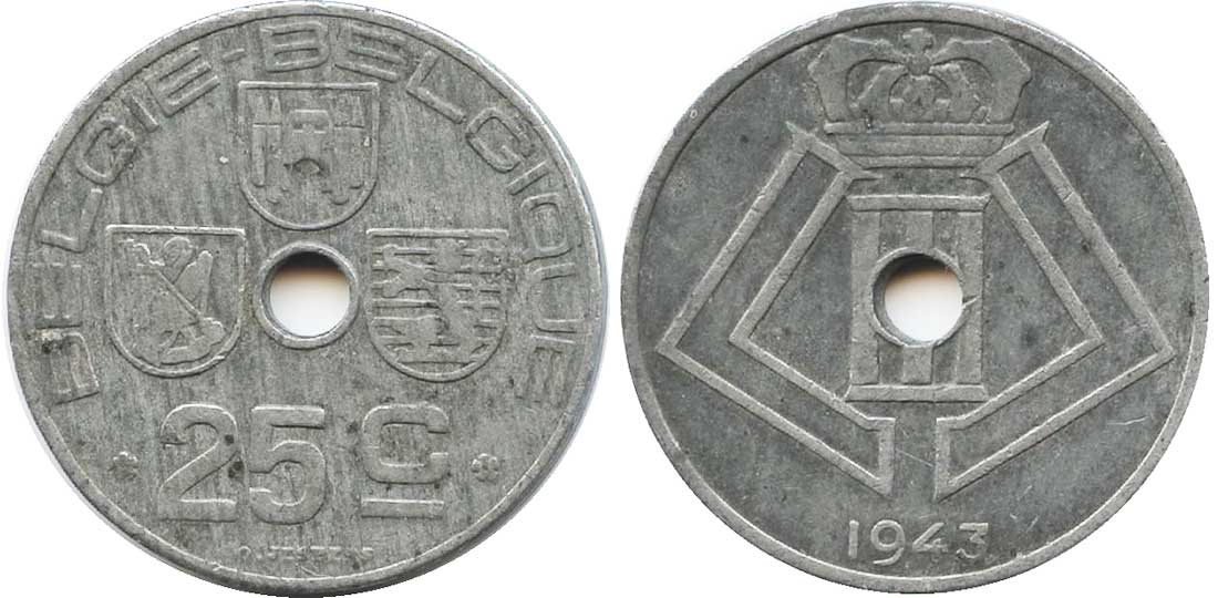 Belgium 25 centimes 1943