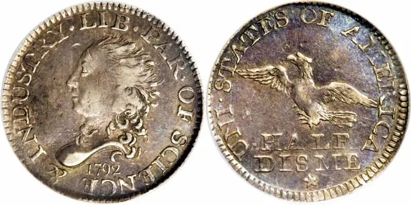 Moneda de medio centavo de 1792