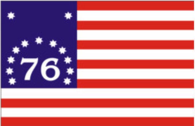 Una de las primeras versiones de la bandera estadounidense